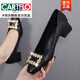 卡帝樂(lè )鱷魚(yú)（CARTELO）真軟皮單鞋女2025春秋新款方頭粗跟工作鞋婚禮媽媽鞋子 BK2283黑色 40