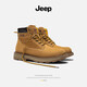 Jeep（吉普）男鞋靴2023新品馬丁靴男潮流戶(hù)外加絨靴子男高幫大頭皮靴 土黃色 41