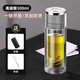 柚蘿一鍵開(kāi)蓋車(chē)載雙層玻璃杯男士開(kāi)啟按壓杯子茶水分離杯保溫水杯茶杯 雙層 銀色+杯套+杯刷 500ml
