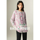 Basic House/百家好冬季新款復古森系慵懶風(fēng)花朵長(cháng)袖針織開(kāi)衫毛衣 粉色 S