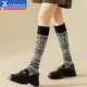 立形計森系護腿襪女厚保暖文藝復古棉襪長(cháng)筒襪日系冬季護膝JK長(cháng)腿高筒襪 1黑色+1藏青+1卡其色 3雙 均碼