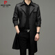 皮爾卡丹（pierre cardin）風(fēng)衣外套男裝長(zhǎng)款2024年春季感加長(zhǎng)款過(guò)膝西.裝領(lǐng)大衣 黑色 175/L 【建議125斤-145斤】