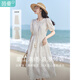 茵曼（INMAN）法式度假小個(gè)子套裝連衣裙2026夏女裝新品高檔白色中長(cháng)裙子 悠蘭杏 S