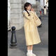 詩威琪2024新款奶黃泡芙超好看毛呢大衣女牛角扣中長款呢子外套女大衣女 黃色 M 【95-115】