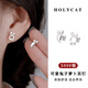 Holycat懷里貓S999銀耳釘女兔子胡蘿卜簡約可愛小巧兒童耳飾品耳骨釘520禮物女 不對(duì)稱兔子蘿卜耳釘一對(duì)