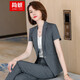 簡(jiǎn)蜓黑色短袖職業(yè)裝女裝套裝夏季薄款單扣西服外套女氣質(zhì)小西裝工作服 灰色單西裝 2XL（建議：120-130斤）