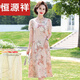 恒源祥棉麻夏季女2025新款含仿真絲連衣裙氣質(zhì)中年女夏裝含仿桑纏絲改良 高檔女裝高檔女裝衣服：粉色 高檔女裝高檔女裝衣服：XL