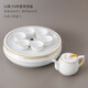 恒古（Heregur）潮汕功夫茶具整套家用泡茶套裝10英寸圓形青花陶瓷茶盤潮州小型現(xiàn)代簡約中式復(fù)古 金線-10英寸8件套茶壺裝