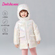 笛莎（DEESHA）童裝女童蝴蝶結裝飾連帽羽絨服2024冬季新款女寶寶時(shí)尚炫彩羽絨服 米白 100