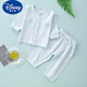 迪士尼（DISNEY）嬰兒衣服夏季分體套裝寶寶空調(diào)服純棉內(nèi)衣透氣網(wǎng)眼男女孩上衣褲子 條紋蘭色 90 (約75-85cm)