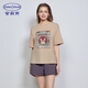 安莉芳貓咪印花純棉睡衣套裝女可外穿短袖短褲情侶家居服EL00584 米色BGE L