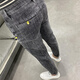 楠語(yǔ)秋（NANYUQIU）斜插口袋彈力微跨修身九分牛仔褲男潮牌韓版休閑男褲緊身百搭9 2078 灰色 29