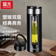 富光玻璃杯雙層防摔水杯男女茶水分離泡茶杯子便攜家用車(chē)載塑玻璃杯子 儒雅黑570ml
