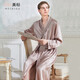 美標送禮真絲睡衣浴袍男春夏長(cháng)袖19姆米重磅100%桑蠶絲睡袍家居服秋 胭脂灰 L (170/90B)
