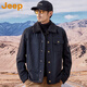 吉普（JEEP）美國正品Jeep高端羊羔絨棉衣男士秋冬季保暖寬松美式刺繡夾克外套 黑藍(lán)色【國際大牌】 XL 建議 140-160斤