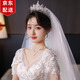 古耐皇冠頭飾頭紗求婚領(lǐng)證新娘結(jié)婚韓系森系水晶王冠婚紗發(fā)飾女成人 F494 皇冠頭飾【銀色】+頭紗