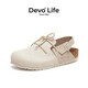 Devo的沃軟木拖鞋包頭半包勃肯鞋時(shí)尚復古套腳涼拖外穿休閑女鞋23022 米白反絨皮/米白磨砂皮 38 （建議拍小一碼）