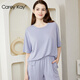 Carey Kay【清倉打折】睡衣女春夏短袖大碼椰油護膚女士家居服套裝可外穿 治愈藍-單上衣 2XL 【L-2XL建議體重120-140斤】