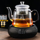 borun HOME加厚玻璃蒸煮一體茶壺煮茶器1.3L大容量蒸汽噴淋電陶爐燒水壺茶具 B款壺【1.3L】+鼓型黑色爐
