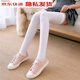 春景步雨 夏季中厚絲襪過(guò)膝半截襪子女日系韓版長(cháng)筒襪學(xué)生條紋大腿襪 1雙裝【純白色】 均碼