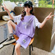 童榜女童球衣套裝夏裝新款女孩籃球服中大童學生夏季速干兒童運動套裝 紫色  2220款 160