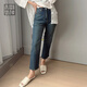 美洋（MEIYANG）【50系列】麥芽糖牛仔褲自帶修腿BUFF復古直筒九分褲新款修身褲子 藍色 L