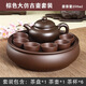 景德鎮(zhèn)（jdz）紫砂功夫茶具套裝家用現(xiàn)代簡(jiǎn)約整套潮汕茶具小套圓形茶盤茶壺茶杯 棕色大仿古壺套裝 8件