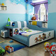 笨小龍兒童床男孩女孩公主1.5米軟包皮床帶學(xué)習書(shū)桌護欄家具組合 榻榻米床+23CM羊絨乳膠床墊 1.5*1.9