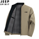 JEEP SPIRIT吉普夾克男春秋外套休閑上衣立領修身商務男士純色 卡其色 2XL