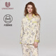 unisunny孕尚帶胸墊月子服春秋款純棉印花產(chǎn)后哺乳家居服套裝孕婦裝孕婦睡衣 杏色【帶胸墊-純棉款】 XL【建議120～150斤】