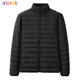 ACLOSMIL2024秋冬輕薄羽服男款立領(lǐng)短款大碼輕便中青年修身保暖外套 黑色 3XL