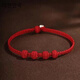 芠拉（WL）手工編織紅繩手鏈半成品可穿珠DIY串珠紅手繩男女本命年 紅色繩-5個(gè)圈+銀尾扣B00-304