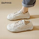 達(dá)芙妮（DAPHNE）帆布鞋女2025夏季薄款百搭女鞋兩穿板鞋休閑運(yùn)動鞋爆款平底鞋子女 米色【兩穿設(shè)計】【跟高3CM】 38