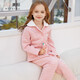 美標秋冬女童三層夾棉純棉睡衣套裝兒童加厚全棉保暖大童可外穿家居服 粉紅 L (10號/120/60)