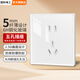 國際電工超薄開(kāi)關(guān)插座86型鋼化玻璃面板家用暗裝墻壁開(kāi)關(guān)大面板單雙控五孔 五孔插座【鋼化玻璃】雪山白