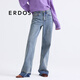 ERDOS 春夏直筒褲微彈長(cháng)褲修身時(shí)尚可水洗復古撞色女牛仔褲褲子 經(jīng)典藍 XS