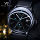 welly merck威利默克手表男機械表運動(dòng)手表商務(wù)腕表瑞士品牌生日禮物送禮 機械腕表 能量槽 黑色網(wǎng)帶