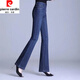 皮爾卡丹（pierre cardin）夏季新款彈力微喇牛仔褲女修身高腰顯瘦時(shí)尚氣質(zhì)中年百搭喇叭褲 深藍(lán)色 27 建議90-100斤