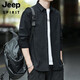 JEEP SPIRIT吉普襯衫男長袖春秋男士百搭上衣服裝長袖襯衫外穿工裝韓版襯衣潮 黑色1916 2XL