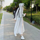 馬迪安冰絲長款防曬衣女夏季新款全身防曬服防紫外線透氣薄款騎車防曬衫 【長短兩穿款】典雅白 均碼 適合90-160斤