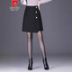 皮爾卡丹針織a字格子短裙女冬裙子半裙一步包裙小香風(fēng)半身裙秋冬呢2026 閃黑 3XL