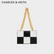 CHARLES&KEITH方格鏈條單肩斜挎小方包包女包生日禮物CK2-80782007 Multi綜合色 M