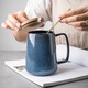 悠瓷（youcci）悉尼藍歐式水杯大容量北歐陶瓷咖啡杯錐形馬克杯家用喝水大肚杯子 悉尼藍系列錐形杯-帶蓋勺