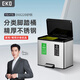 EKO分類式腳踏垃圾桶15L+15L砂鋼雙桶不銹鋼大號EK8228張若昀同款