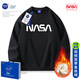 NASA GISS NASA圓領(lǐng)衛衣男士加厚春秋季ins潮牌長(cháng)袖t恤加絨情侶裝衣服 Y8009黑色【加絨】 XL  建議150-170斤