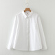 暖喬全棉條紋牛津紡襯衫女長(cháng)袖寬松文藝簡(jiǎn)約春秋中厚休閑通勤純棉襯衣 白色 M（100-120斤）