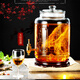 琉陽(yáng) 斯寶路泡酒玻璃瓶酒壇泡酒罐帶龍頭透明玻璃密封罐釀酒壇子 16斤瓶+純銅龍頭+矮底座8L