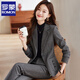 羅蒙（ROMON）毛呢西裝外套女2025新款秋冬加厚高級(jí)職業(yè)氣質(zhì)酒店工作服西服套裝 深灰色西裝+西褲 2XL