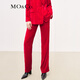 MO&Co.長(cháng)褲大紅色絲絨光感寬松高腰西褲休閑褲寬松闊腿褲摩安珂新年紅 大紅色 XS 155