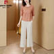 皮爾卡丹（pierre cardin）品牌復(fù)古天絲棉麻套裝2025新款女夏裝文藝亞麻苧麻褲子女裝兩件 套裝 L 【-110斤】